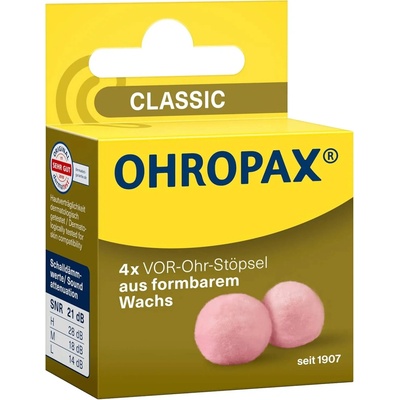 Ohropax CLASSIC Ušné vložky voskové jednorazové 4 ks