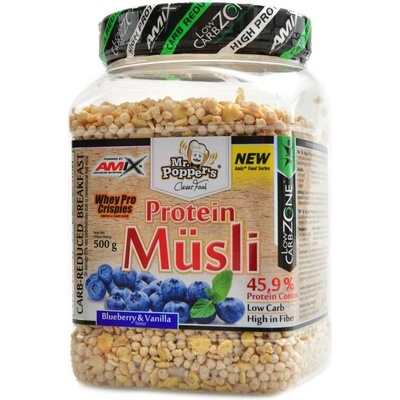 Amix Mr. Poppers Low carb Protein musli borůvka-vanilka 500 g – Zbozi.Blesk.cz