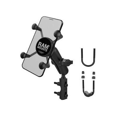 kompletní sestava držáku RAM Mounts X-Grip s uchycením na objímku brzdové/spojkové páčky/řidítka motocyklu