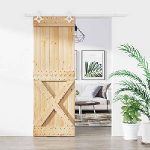 vidaXL Преплъзваща се врата 85 x 210 cm Естествено и бяло (3445093)