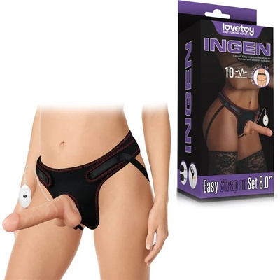 Вибриращ страп-он, ултра реалистичен, 20см. - Easy Strapon Set (LVTOY00615)