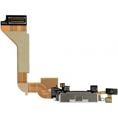 AppleKing napájací a dátový konektor s mikrofónom a flex káblom pre Apple iPhone 4 – biela
