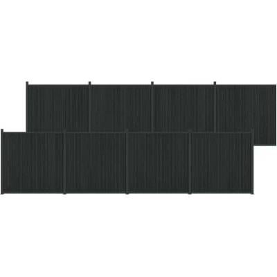 vidaXL Plotový panel 8 ks 1405 x 186,5 cm WPC a hliník Černá