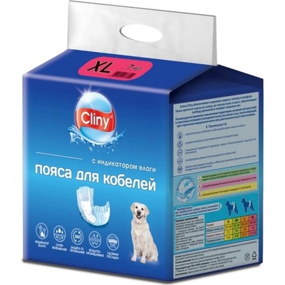 Екопром Cliny - хигиенни гащи за МЪЖКИ кучета, размер XL, 15-35 кг и талия 64-82 см - 7 бр, Русия K217
