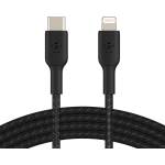 Belkin MFI сертифициран USB-C към Lightning кабел за Apple устройства с Lightning порт - Belkin Braided BoostCharge USB-C to Lightning Cable PD 30W (черен) (200 см) (CAA004bt2MBK)