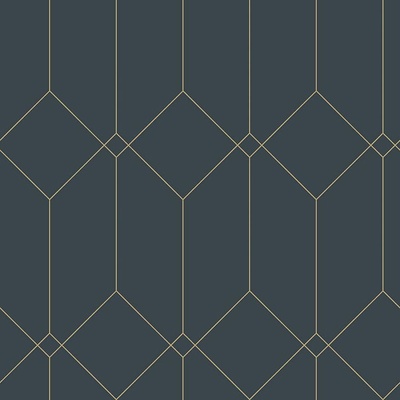 estahome 139225 Tmavo modrá geometrická vliesová tapeta zlaté línie Art Deco rozmery 0,53 x 10,05 m