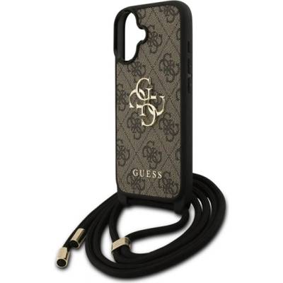 CG Mobile iPhone 17 GUESS 4G BIG LOGO CORD STAP CROSSBODY пластмасов протектор за телефон, удароустойчив, кожен ефект на гърба + каишка за рамо, БАРНА GUHCP17SP4GMGCRW (GUHCP17SP4GMGCRW)