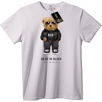 NOONEBRAND Тениска Мечок в Черно с Готин Плюшен Мечок - M, Black