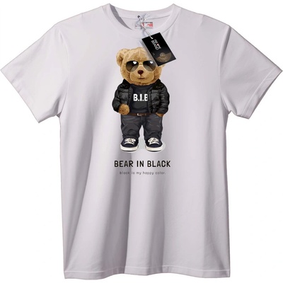 NOONEBRAND Тениска Мечок в Черно с Готин Плюшен Мечок - M, Black