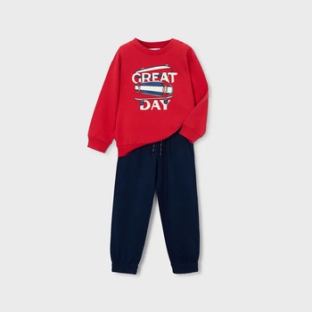 Mayoral Анцуг червена блуза и бежов спортен панталон за момче Mayoral