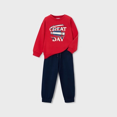 Mayoral Анцуг червена блуза и бежов спортен панталон за момче Mayoral