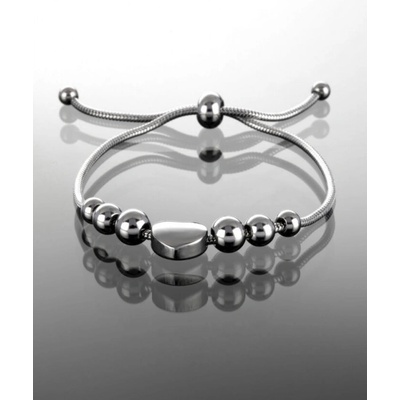 Prosperk náramek ocelový se srdíčkem a korálky S3174