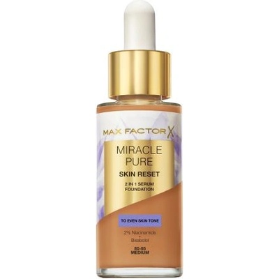 MAX Factor Miracle Pure Skin Reset 2in1 Serum Foundation сатенен матов фон дьо тен със средно покритие 30 ml нюанс 80-85 Medium