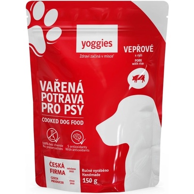 Yoggies Adult Vařená potrava vepřové maso s rýží 150 g – Zbozi.Blesk.cz