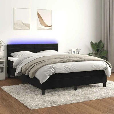 vidaXL 11461.3134467 Boxspring postel s matrací a LED černá samet