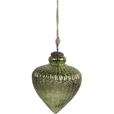 Clayre & Eef Zelená skleněná vánoční ozdoba XL Ø 16*20 cm