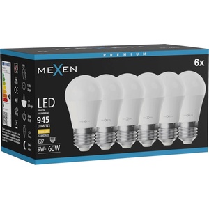 Mexen Nova 6x LED крушка E27, G45, 9W, Топла - 3000K, 945 lm - L101-E27-0930-01x06 (L101-E27-0930-01x06)