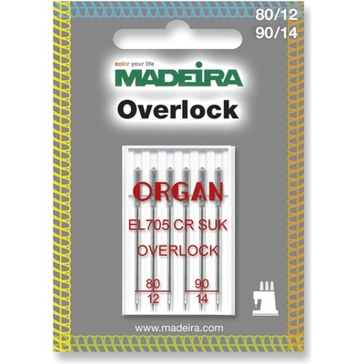 Overlockové jehly Madeira ELx705 CR SUK 80/12, 90/14