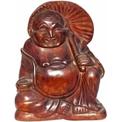 Hotei 20 cm (smějící se, veselý, šťastný, happy Buddha) - dřevěná soška
