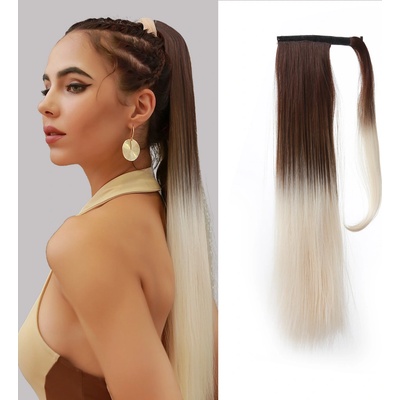 Hodvábny clip in Wrap Around Ponytail - hnedo-biela