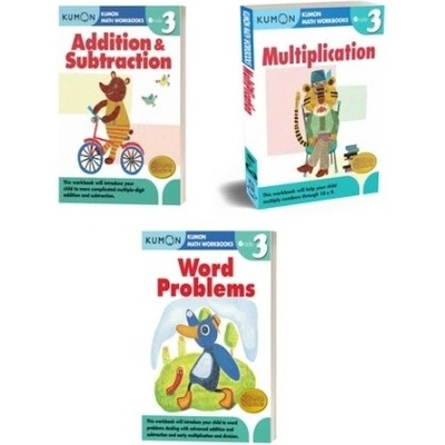 Kumon Grade 3 Workbooks Set (3 workbooks) Addition & Subtraction, Multiplication, Word Problems
