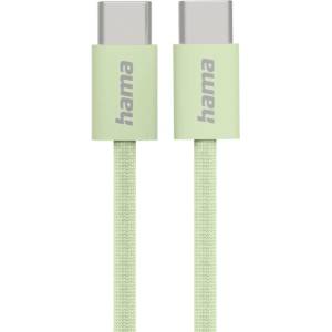 Hama Кабел за зареждане "Fabric", USB-C - USB-C, 1 m, Nylon, зелен (201726) - tehnik