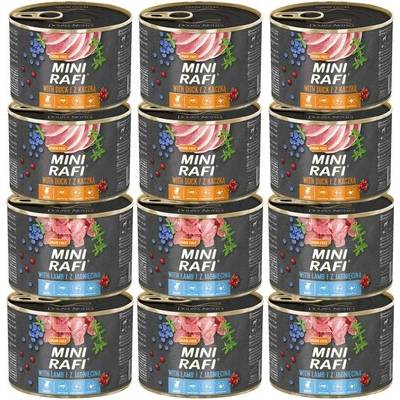 Rafi Mini Mix příchutí s kachnou a jehněčím 12 x 185 g
