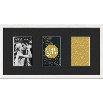 STYLER Рамка за 3 снимки Kyoto с черно паспарту 23 x 46 см бяла (RA-15112)