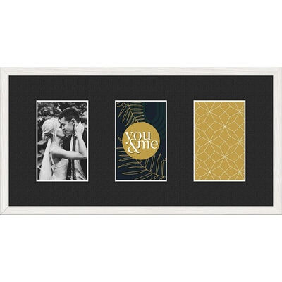 STYLER Рамка за 3 снимки Kyoto с черно паспарту 23 x 46 см бяла (RA-15112)