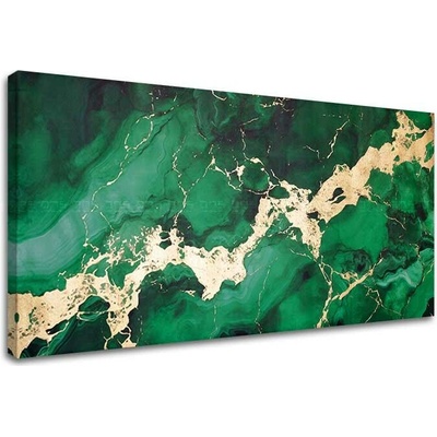 Zlatý dotyk na plátne Elegancia Smaragdového Mramoru - 40x80 cm
