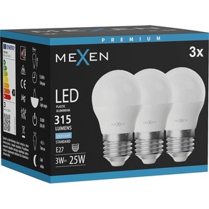 Mexen Nova 3x LED крушка E27, G45, 3W, Студена - 6500K, 315 lm - L101-E27-0365-01x03 (L101-E27-0365-01x03)