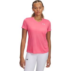 Under Armour Tech V-Neck Short Sleeve Womens - Super Pink