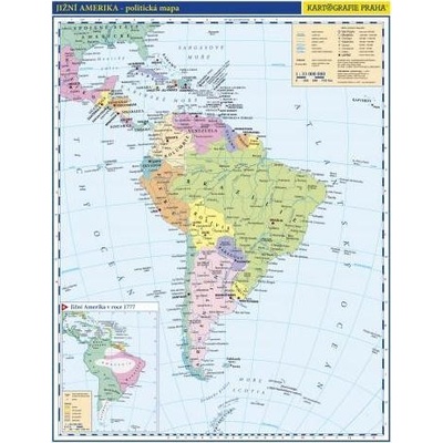Jižní Amerika politická mapa A3 1 : 33 mil.
