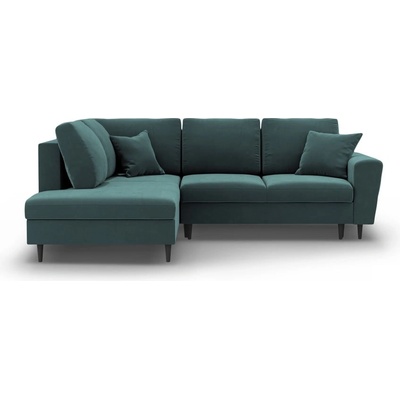 Cosmopolitan Design Кадифен разтегателен ъглов диван с място за съхранение в петролен цвят (ляв ъгъл/L форма) Kyoto - Cosmopolitan Design (COS_LCF_L_2_F1_KYOTO7)