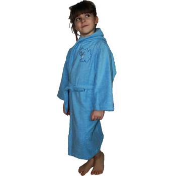 Image 1 of Син детски халат памук