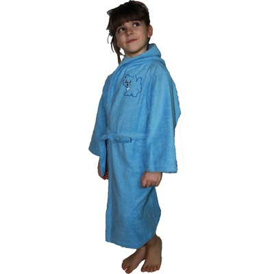 Син детски халат памук
