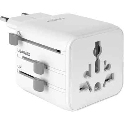 Puro Универсален адаптер за пътуване Puro - бял (PUWTA1WHI)