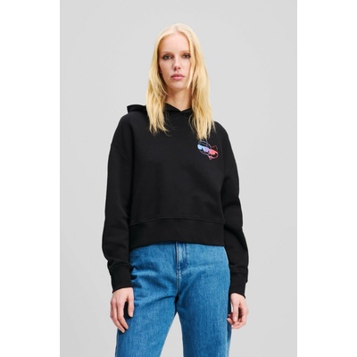 Karl Lagerfeld Ikon Colour Cropped Hoodie Black