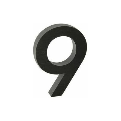 Hliníkové číslo v 3D provedení s broušeným povrchem, znak "9", černé