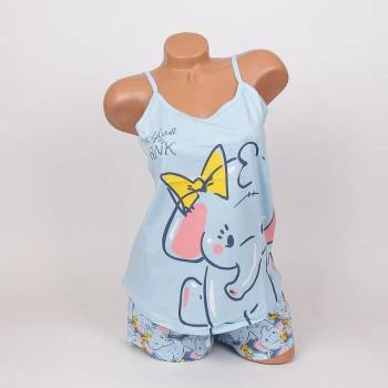 Image 1 of Дамска лятна пижама с в светлосиньо със слонче