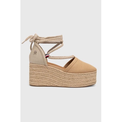 Tommy Hilfiger Еспадрили Tommy Hilfiger CLOSED TOE LINEN FLATFORM в бежово със скосена платформа FW0FW07746 (FW0FW07746)