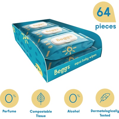 Beggs Vlhčené splachovateľné obrúsky 6 x 64 ks