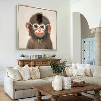 Originálny štýlový obraz na stenu – nástenná dekorácia do domácnosti - MONKEY 80 x 80 cm