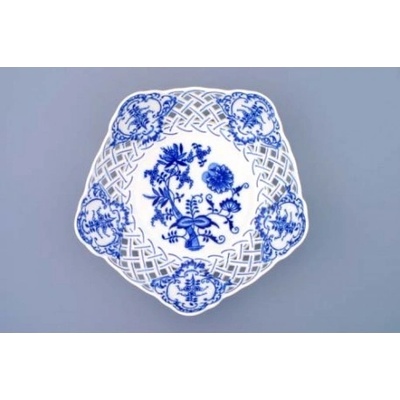 Český porcelán Dubí Mísa pětihranná prolamovaná 10160 Cibulák 24 cm