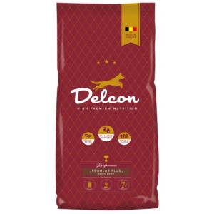 Delcon Dog Regular Plus Lamb High Premium - супер премиум суха храна за пораснали кучета от всички породи, с висока активност и храносмилателни проблеми с агне, пиле и ориз, 12 кг - Белгия