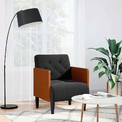 vidaXL 4100597 Rozkládací s područkami černá 55 cm samet