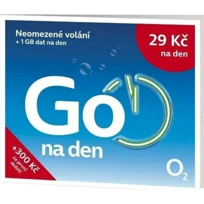 SIM karta O2 s tarifem GO na den - kredit 50 Kč