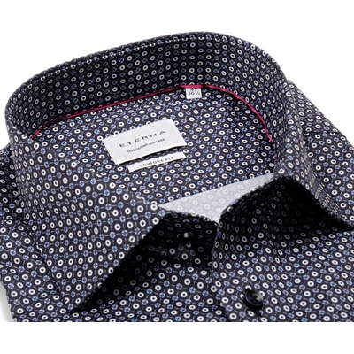 Eterna Comfort Fit košile s modro-bílými kroužky tmavomodrá