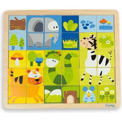 ANDREU Toys Дървен пъзел Andreu toys от 30 части - Джунгла (16478)