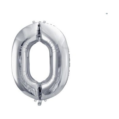 Balón fóliový 86cm číslo 0 strieborný